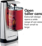 Hamilton Beach Extra-Tall Electric Automatic Can Opener with Easy-Clean Detachable Cutting Lever, Cord Storage, Knife Sharpener, Brushed Stainless Steel (76700)