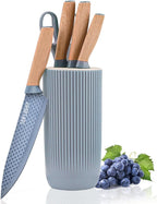 Kitchen Knife Set, Retrosohoo 6-Pieces Blue Sharp Knife Set for Kitchen, Non-stick Non-slip Stainless Steel Chef Knife Set with Universal Knife Block Suitable for Home Restaurant (Dusty Blue)