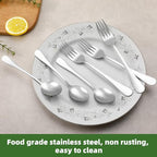 12 Pcs Forks and Spoons Silverware Set, Food Grade Stainless Steel Flatware Cutlery Set for Home, Kitchen and Restaurant, 6 Dinner Fork(8") and 6 Teaspoon(6.7"), Mirror Polished, Dishwasher Safe