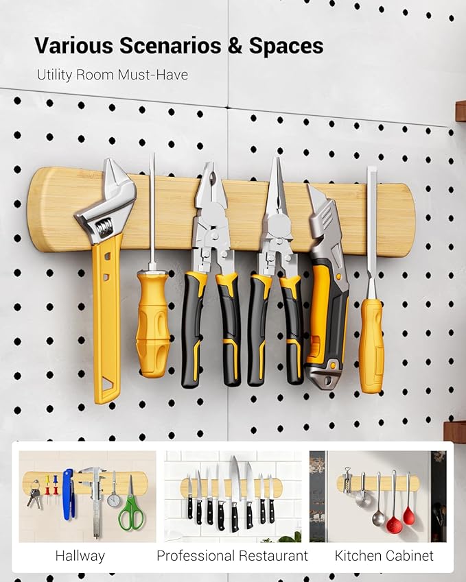 Swaitee Magnetic Knife Holder for Wall, 16 Inch Bamboo Knife Strip with Strong Magnetism, Kitchen Accessories Organizer, Housewarming Gifts for New Home, Storage Space Saver for Apartment/Rv/Farmhouse