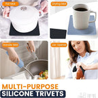 Silicone Trivet Mats 4 Heat Resistant Pot Holders Multipurpose Non-Slip Hot Pads for Kitchen Potholders, Drying mat, Jar Opener, Spoon Holder, Coaster.(Black Nordic Blue)