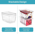 Vtopmart 12 Pack Clear Stackable Storage Bins with Lids, Large Plastic Containers with Handle for Pantry Organizer and Storage,Perfect for Bathroom,Cabinet,Kitchen,Fridge,Closet Organization