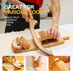 Wooden Bread Bow Knife, 16" Serrated Sourdough Cutter, Premium Stainless Steel Serrated Saw Bread Cutter, Bread Slicer, Bagel Slicer Knife for Homemade Bread, Bagels, Baguettes, Rustic Loaves