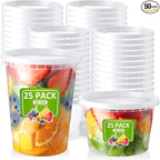NEEBAKE 50 Set Deli Containers With Lids: [16oz 32oz] Combo Plastic Food Storage, Microwaveable & Freezer Safe To-Go, Leak-proof Meal-Prep