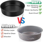 TeamFar 8 Inch Round Cake Pans, Round Baking Layer Cake Pan Set of 3, with Non-Stick Coating Stainless Steel Core for Birthday, Party, Wedding, Healthy & Heatproof, Release Easily & Easy Clean