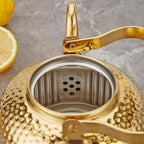 SANQIAHOME Antique 1.4L (45 Oz) Stainless Steel Teapot with Infuser Gold