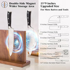 ENOKING Extra Large Magnetic Knife Block, 15.2-In Acacia Wood Knife Holder for Home Kitchen, Universal Knife Holder Stand with Strong Enhanced Magnets for Safe and Multifunctional Knife Storage