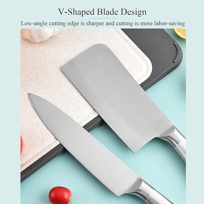 Kitchen Knife Set, 9-Piece Blue Professional Kitchen Knives Set with Acrylic Block, Non Stick Sharp Stainless Steel Chef Knife Set with Sharpener for Cutting Kitchen Gifts for Women