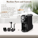 Espresso Machine for Nespresso Capsule, Lavazza Blue & Expert Capsule, Coffee Powder, 19 Bar Pump Pressure Makes Authentic Espresso Coffee, Mini Espresso Coffee Maker with Removable Water Tank.