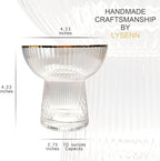 Lysenn Stemless Margarita Glasses Set of 4 - Elegant Vertical Stripes Cocktail Glasses – Premium Hand Blown Glassware for Martini and Mixed Drinks – 10 oz