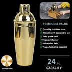 JNWINOG Cocktail Shaker Set Stainless Steel Bartending Kit 18.6oz Cocktail Bar Set Cocktail Mix Drink Making Kit Professional Bar and Home Drink Bar Tools for Bartender (Gold, 12Pcs-1)