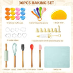36PCS Kids Baking Set, Baking Kits for Kids with Food-Grade Silicone, Safe Kids Baking Kit for Toddlers, Ideal Gift for Parent-Child Baking Birthday Christmas