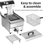 Deep Fryer with Basket for Home and Commercial Use, 1700w 16Qt 0.8mm Upgraded Stainless Steel Countertop Electric Fryer with Oil Valve and Oil Drainage System, Heavy Duty Oil Fryer