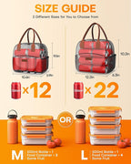 HOTOR Lunch Bag for Women & Men - Wear-Resistant Insulated Lunch Box with Large Capacity, Multi-Functional Cooler Bag for Office, Picnic, Blossom Beige, 12L, 12.20" x 6.30" x 10.20"
