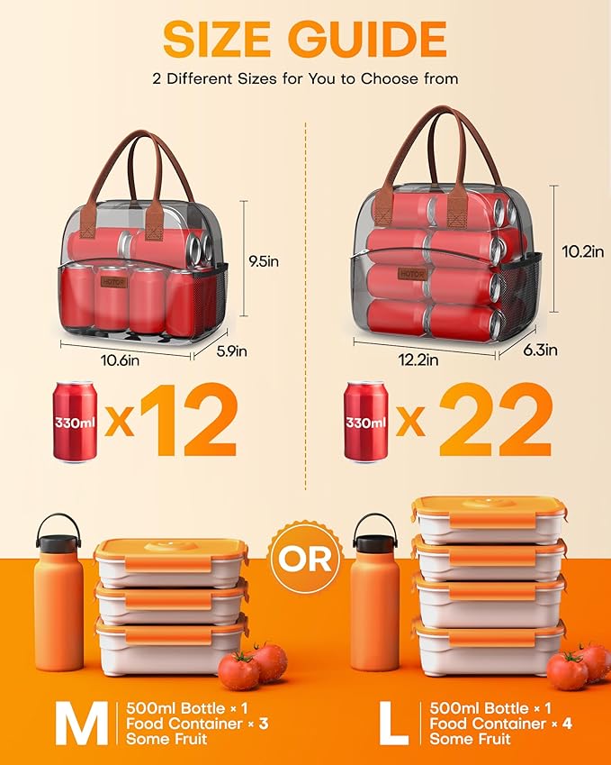 HOTOR Lunch Bag for Women & Men - Wear-Resistant Insulated Lunch Box with Large Capacity, Multi-Functional Cooler Bag for Office, Picnic, Blossom Beige, 12L, 12.20" x 6.30" x 10.20"