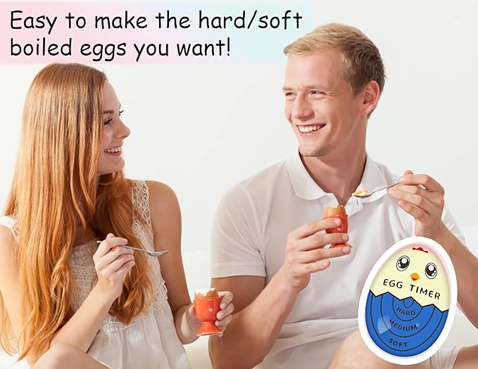 Lasubst Egg Timer for Boiling Eggs that Changes Color When Done, Blue, Pack of 2