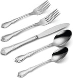 Oneida Silverware Set, True Rose 20-Piece Everyday Flatware Set, Service For 4, 18/0 Stainless Steel, Dishwasher Safe, Knife Spoons And Forks Set, Home And Kitchen Utensils (Silver, 20 Piece)