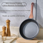 3-Piece Granite Non-Stick Cookware Set - 9.5" Frying Pan, Skillet, 7" Sauce Pot with Lid - PFOA Free