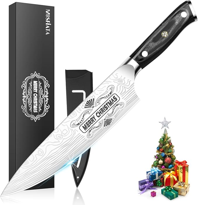 MOSFiATA Gifts for Him Her Men Women Husband, Christmas Xmas Stocking Stuffers, Birthday Gifts ideas for Him Her, 8 inch Pro German Chef Knife, Kitchen Knife Gift Set