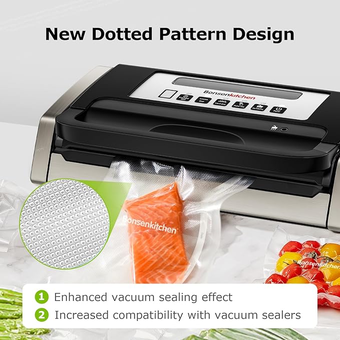 Bonsenkitchen 6 Rolls 11" x 16' Vacuum Sealer Bags for Food with a Color Box, Easy to Store, Commercial Grade, BPA Free, Great for Food Storage or Sous Vide, VB21