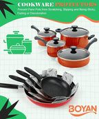 BOYAN Pot and Pan Protectors for Stacking, Set of 6 & 3 Sizes, Felt Pan Separators Dividers Pads for Space Saving, Pot Protectors for Stacking and Protecting Your Cookware