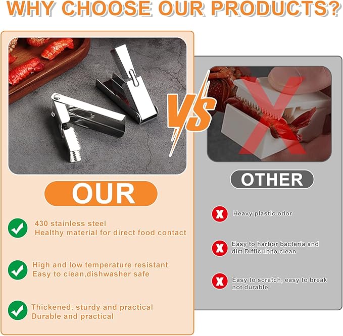 Crawfish Peeler Tool, Portable Stainless Steel Crawfish Tail Remover Tool, Crawfish Accessories for Easy Shelling, Fast Sheller Tool for Clean Hands, Best Kitchen Gadget for Seafood Lovers (5)