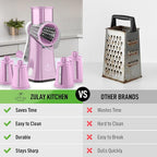 Zulay Kitchen Rotary Cheese Grater 5 Blade Cheese Shredder - Manual Hand Crank Cheese Grater With Reinforced Suction & 5 Interchangeable Drums - Easy to Use, Vegetable Chopper Round Mandoline Slicer