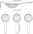 Honbay 4PCS 3.15 Inch Small Tea Strainers Mini Cocktail Strainer Stainless Steel Fine Mesh Strainer Colander Bar Strainer Tool Food Flour Egg White Loose Tea Strainer with Handle