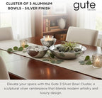 3 Cluster Decorative Bowls Bright Silver Snack Tray Bowl Chip & Dip Serving Piece Strong Brass Centerpiece Beautiful Room Accent & Entertaining Parties Home Decor Wedding Gifts 14.6 Inch Decorative