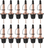 Pafusen 12 Pack Liquor Bottle Pourers, Liquor Pour Spout for Liquor Bottles, Stainless Steel Olive oil Dispenser Spout, Alcohol Pourer Dust Caps Covers Fixed, Rose Gold