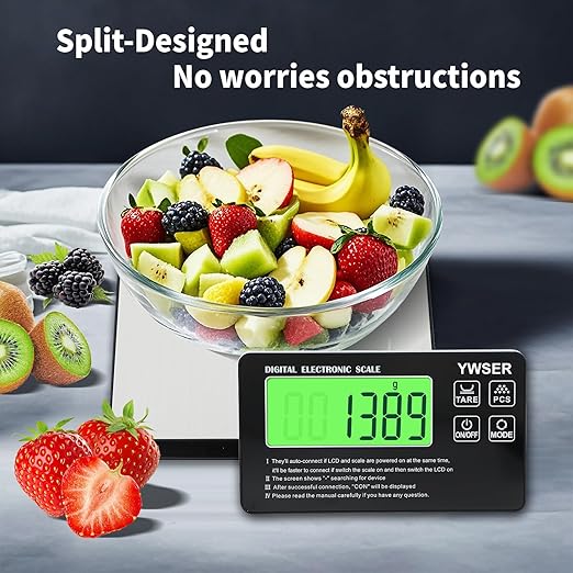 33lb Wireless Magnetic Digital Kitchen Scale with Remote LCD Display, Split-Designed for Easy Cleaning, 0.1oz/1g Precision, 7 Units, Tare Function for Baking, Cooking, Meal Prep