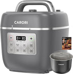 3QT Electric Pressure Cooker, 8-Function Compact Multi-Cooker with Ceramic Nonstick Pot – Saute, Pressure Cook, Slow Cook, Meat Stew, Rice, Delay Start, Keep Warm & Safe Venting, Gray