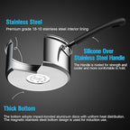 Cook N Home 1 Quart Stainless Steel Saucepan with Lid, Induction Compatible Milk Pot, Stay-Cool Silicone Handle, Mirror Polished 18/10 Cookware, Dishwasher & Oven Safe, Silver