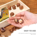 OUNONA Hand-pressed Walnut Cracker Nut Shell Opener with Wooden Handle Portable Fresh Nut Cutter for Home Kitchen Specialty Tool