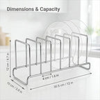 IMEEA Plate Rack 304 Stainless Steel, Vertical Dish Organizer for Cabinet & Countertop, Holds 6 Plates (8–10 Inch), 12 x 3.9 Inch Metal Dish Holder ﻿