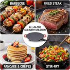 Non-Stick Electric Indoor Grill Pan, Smokeless Electric Griddle with Temperature Control, Round Baking Pan for BBQ, Steaks, Pancakes & Comal Electrico para Tortillas (36cm/14.2in)