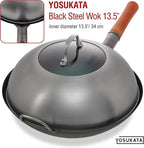 YOSUKATA Wok Lid 12.8 In for 13.5-In Wok - Premium Stainless Steel Cover with Tempered Glass Insert Steam Holes and Ergonomic Handle - Durable Stainless Steel Accessories - Dishwasher-Safe