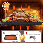 Baking Sheet Pan Set of 3, Nonstick Carbon Steel Cookie Sheets with Texture, Commercial Half/Quarter/Jelly Roll Pans Replacement Toaster Oven Tray, Heavy Duty & Easy Clean, Black