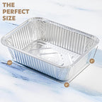 PLASTICPRO 50 Pack Aluminum Pans 8'' X 10" Disposable Pans with Covers Heavy Duty 5 lb Foil Pans for Baking and Cooking