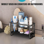 Sponge Holder for Kitchen Sink with Flexible Smiley Face, 2 Tier Kitchen Sink Organizer, Countertop and Storage Essentials, Soap Dispenser Organizer, Home Decor Accessories - Black