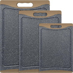 Extra Large Cutting Boards, Plastic Cutting Boards for Kitchen (Set of 3) Cutting Board Set Dishwasher Chopping Board with Juice Grooves Easy-Grip Handles, Brown, Empune
