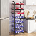 GILLAS 7 Tier Without Wooden Top Water Bottle Storage Rack, Free Standing Vertical Metal,Water Bottle Organizer, Large Capacity Bottled Rack Water Holder Stand for Cabinet Kitchen Party Pantry,Black