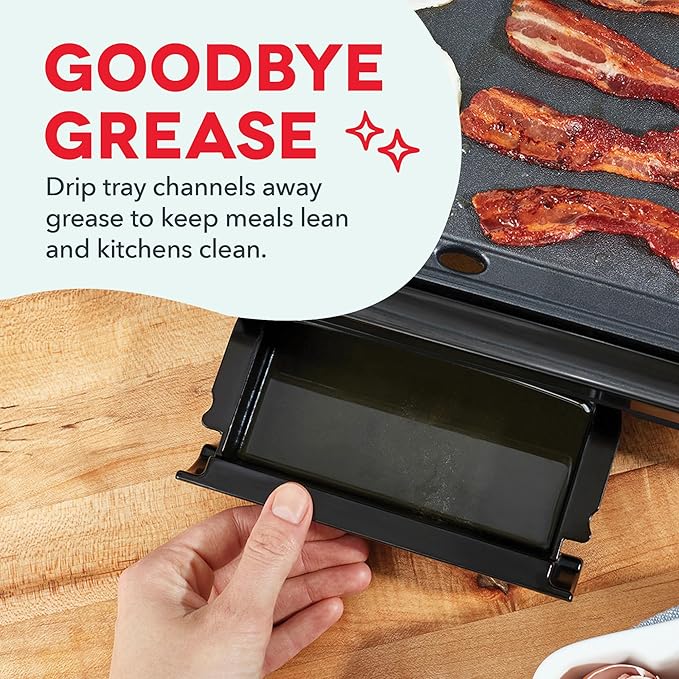 Dash Deluxe Everyday Griddle - Electric Griddle with Removable Plate - Nonstick, Easy-Clean Surface & Anti-Slip Base - Recipe Book Included - Gray