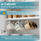 ECROCY Coffee Mug Holder Under Cabinet, 3pcs Coffee Cup Holder Only Fits Flat Shelf Without Any Lip, Clip-On Mug Hooks No Drilling Free Damage