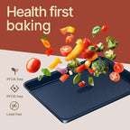 BAKKEN Kitchen Baking Pan - Small, Medium, and Large Cookie Sheet (13.58×9.65, 15.75×11, 17.91×12.60), Nonstick, Diamond Texture Bottom, PFOA, PFOS, PTFE Free, Oven Safe Tray (450°F), Pack of 3, Blue