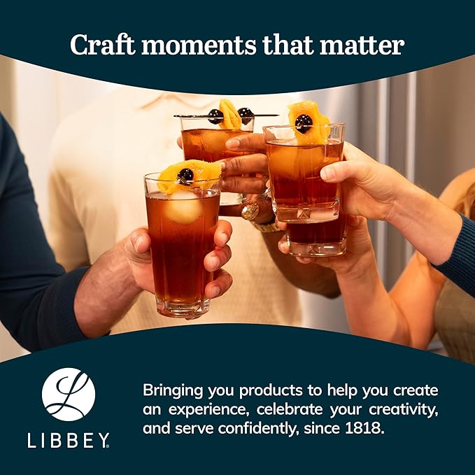 Libbey Monterrey Everyday Drinking Glasses Set of 8, Geometric Shape DOF and Glass Tumbler Set, All Purpose Kitchen Glassware Set for Water Cocktails