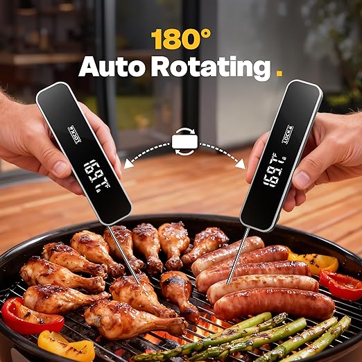 0.3S Professional Instant Read Meat Thermometer – Digital Food Thermometer for Cooking, Grilling, BBQ, Candy, Air Fryer, Griddle – Kitchen Gadget Essentials & Gifts for Him Dad Men Birthday – Grey