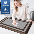 KitchenClouds [2 PCS Kitchen Rugs Cushioned Anti-Fatigue Kitchen Mats for Floor Waterproof Kitchen Rug Set Non-Slip Comfort Standing Mat for Office, Sink, Laundry 20"×30"+20"×60",Chocolate