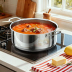 6 QT Stainless Steel Stock Pot with Lid, 10-inch Sauce Pan Induction Cookware, PFOA Free 5-Ply Simmer Pot with Non Stick Coating, Dual Ear Handles Cooking Pot Oven & Dishwasher Safe Easy to Clean