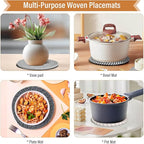 Tidponra Trivet Mats Set for Hot Dishes, 5 Heat Resistant Pot Holders Kitchen Counter, Table, Home Essentials, Anti Stain Hot Pads Plate Mats for Hot pots and Pans, 7 Inches